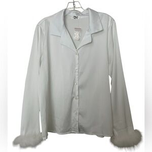 NWOT Made In Love Feather Cuff Button-down Shirt